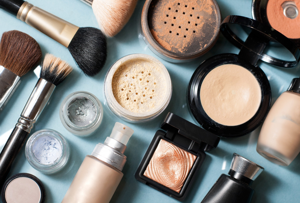 beauty products laid out on a table