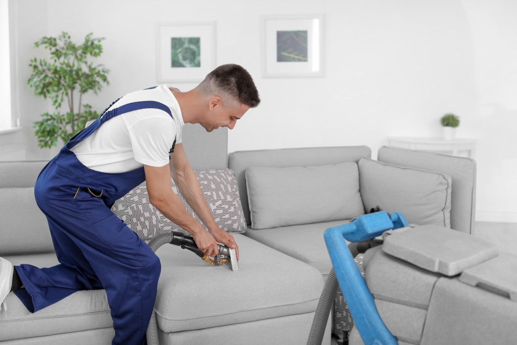 man cleaning