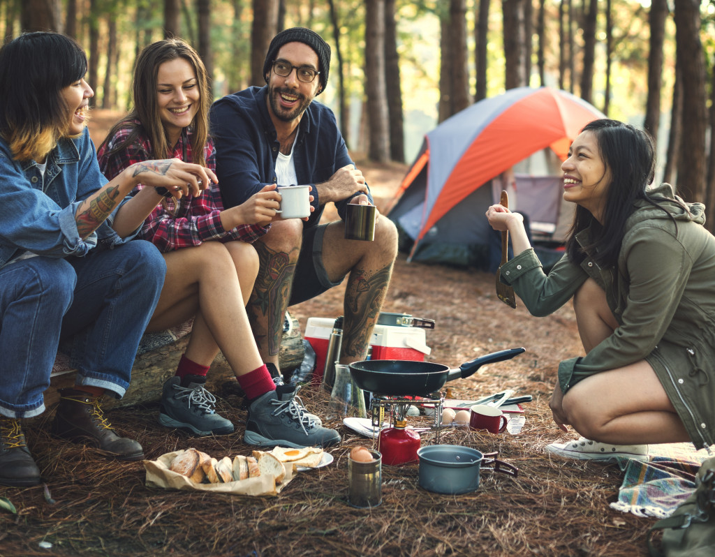 Camping Eating Food Concept