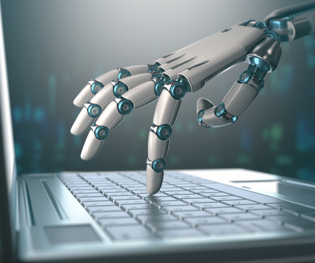 typing robot hand