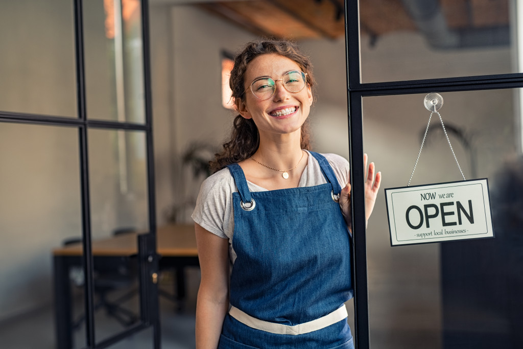 Local business owner smiling